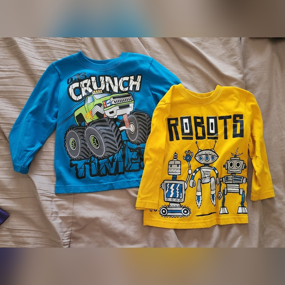 Garanimals Long-Sleeved Graphic Shirts (Robots/Monster Truck)